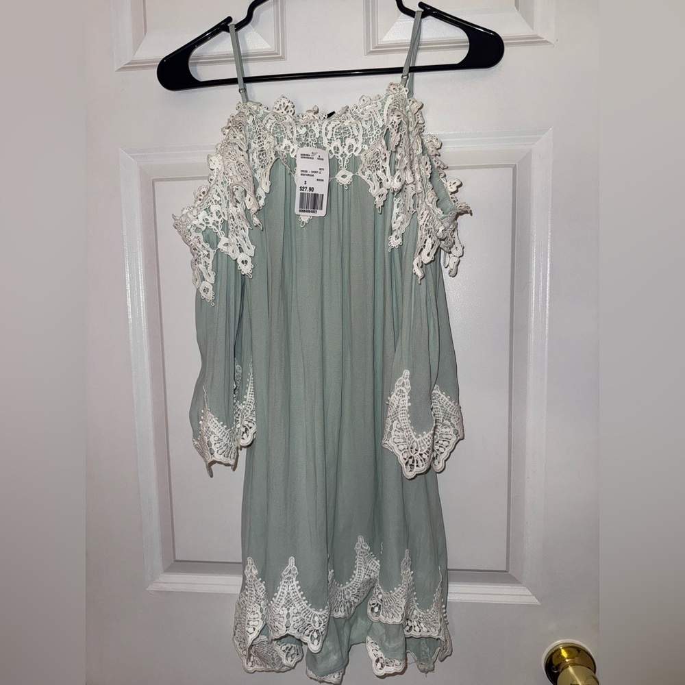 Forever 21 Mint Green and White Lace Mini Dress